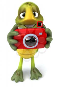 Royalty Free Clipart Image of a Turtle With a Camera