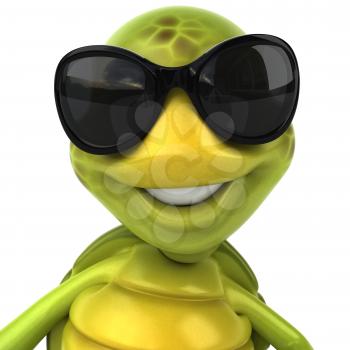 Royalty Free 3d Clipart Image of a Turtle Wearing Sunglasses