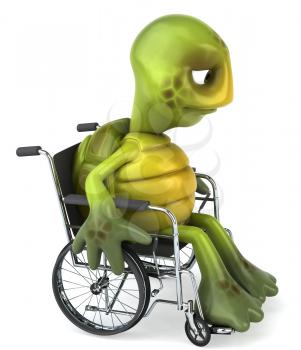 Royalty Free Clipart Image of a Sad, Handicapped Turtle