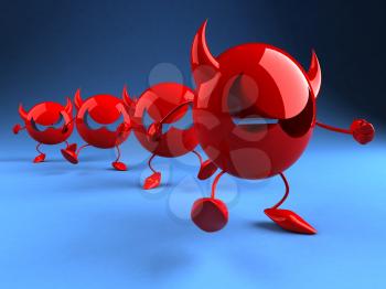 Royalty Free 3d Clipart Image of a Red Devil Emoticon