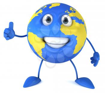 Royalty Free Clipart Image of the World Giving a Thumbs Up