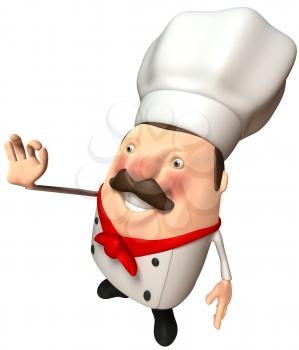 Royalty Free Clipart Image of a Chef Gesturing