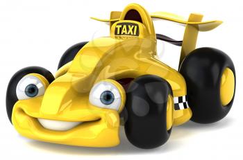 Royalty Free Clipart Image of a Racy Taxi