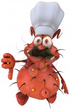 Royalty Free Clipart Image of a Germ Chef Giving a Thumbs Down