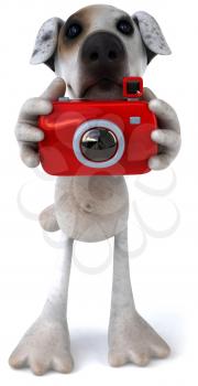 Royalty Free Clipart Image of a Jack Russell With a Camera