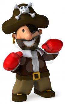 Royalty Free Clipart Image of a Fighting Pirate