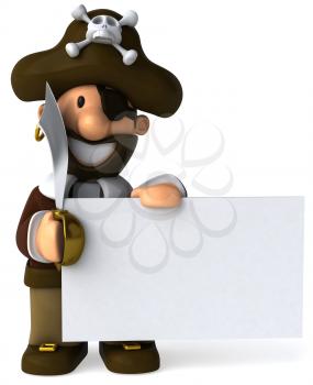 Royalty Free Clipart Image of a Pirate With a Sign