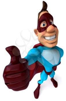 Royalty Free Clipart Image of a Superhero Giving a Thumbs Up
