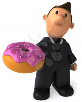 Royalty Free Clipart Image of a Businessman With a Donut