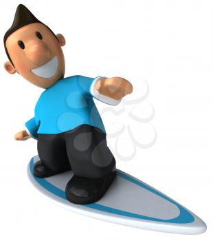 Royalty Free Clipart Image of a Man on a Surfboard