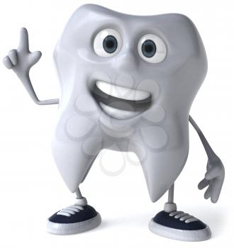 Royalty Free Clipart Image of a Smiling Tooth in Sneakers