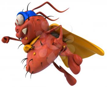 Royalty Free Clipart Image of a Flying Superhero Germ