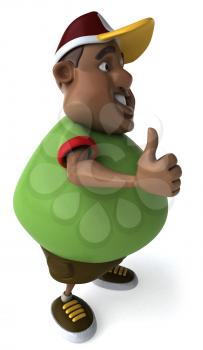 Royalty Free Clipart Image of an Overweight Black Man Giving a Thumbs Up