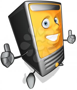 Royalty Free Clipart Image of a Modem Giving a Thumbs Up