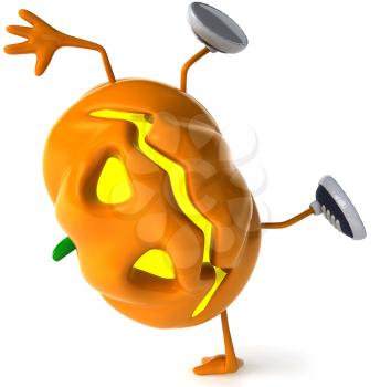 Royalty Free Clipart Image of a Jack-o-Lantern Doing a Handspring