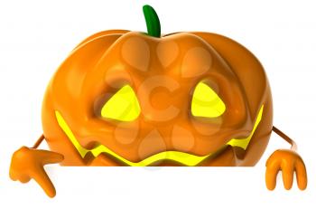 Royalty Free Clipart Image of a Jack-o-Lantern Pointing Down