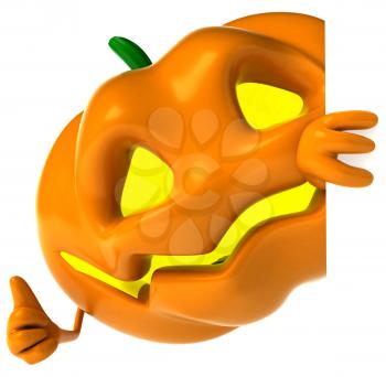 Royalty Free Clipart Image of a Jack-o-Lantern Giving a Thumbs Up