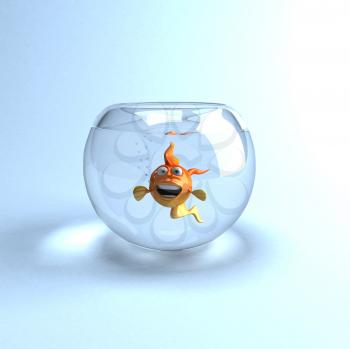 Royalty Free Clipart Image of a Fish in a Fishbowl