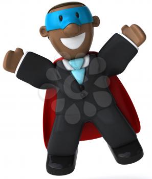 Royalty Free Clipart Image of a Black Businessman Superhero