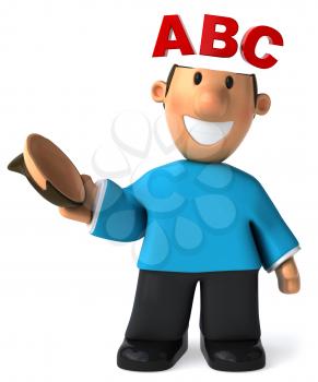 Royalty Free Clipart Image of a Man With ABC on His Open Head