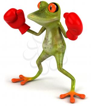 Royalty Free Clipart Image of a Boxing Frog
