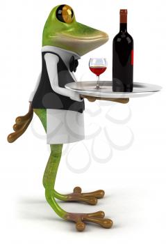 Royalty Free Clipart Image of a Frog Waiter