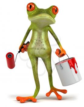 Royalty Free Clipart Image of a Painter Frog