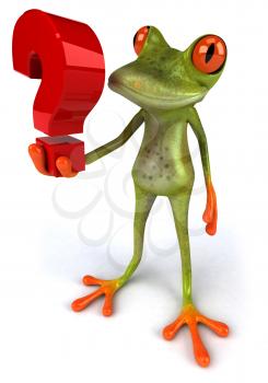 Royalty Free Clipart Image of a Frog With a Question Mark