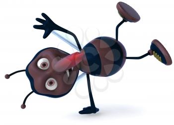 Royalty Free Clipart Image of a Happy Mosquito
