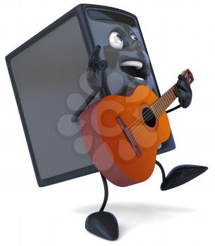 Royalty Free Clipart Image of a Modem Playing Guitar