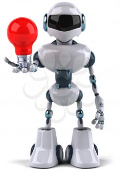 Royalty Free Clipart Image of a Robot With a Light Bulb
