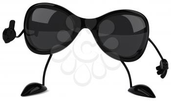 Royalty Free Clipart Image of Sunglasses Giving a Thumbs Up