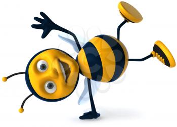 Royalty Free Clipart Image of a Bee Doing a Handspring