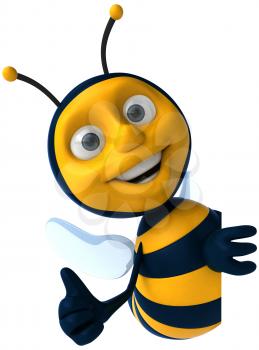 Royalty Free Clipart Image of a Bee Giving a Thumbs Up