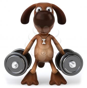 Royalty Free Clipart Image of a Weight Training Dog
