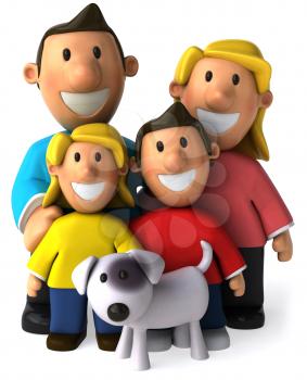 Royalty Free Clipart Image of a Family With a Dog