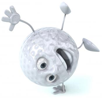 Royalty Free Clipart Image of a Golf Ball Doing a Handspring