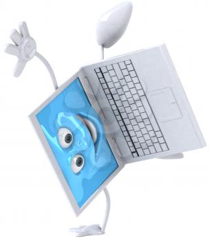 Royalty Free Clipart Image of a Happy Laptop