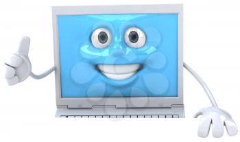 Royalty Free Clipart Image of a Laptop Giving a Thumbs Up
