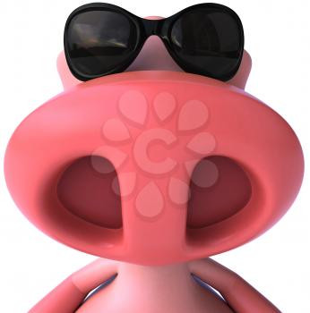 Royalty Free Clipart Image of a Pig in Sunglasses