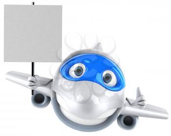 Royalty Free Clipart Image of a Plane With a Sign