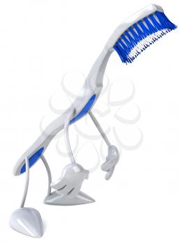 Royalty Free Clipart Image of a Sad Toothbrush