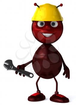 Royalty Free Clipart Image of an Ant in a Hardhat