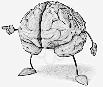 Royalty Free Clipart Image of a Pointing Brain