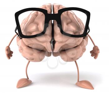 Royalty Free Clipart Image of a Brain in Glasses