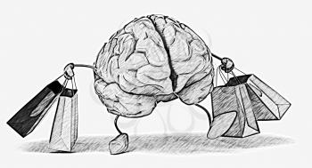 Royalty Free Clipart Image of a Shopping Brain