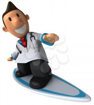 Royalty Free Clipart Image of a Surfing Doctor