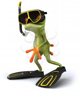 Royalty Free Clipart Image of a Scuba Diver Frog