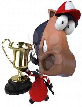 Royalty Free Clipart Image of a Horse Jockey With a Cup