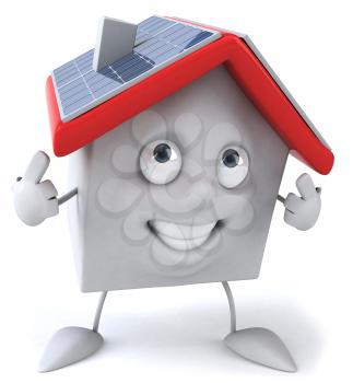 Royalty Free Clipart Image of a House With Solar Panels